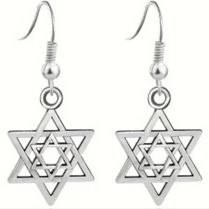 Earrings --Stacked Hexagram / Star of David Dangles